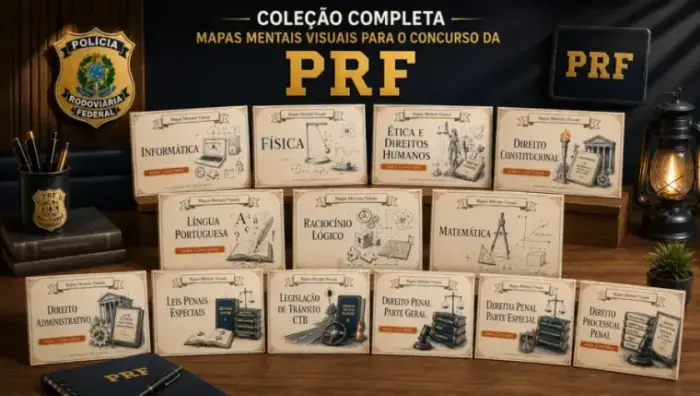 Mapas Mentais PRF · 308 mapas visuais das 13 matérias do concurso da PRF